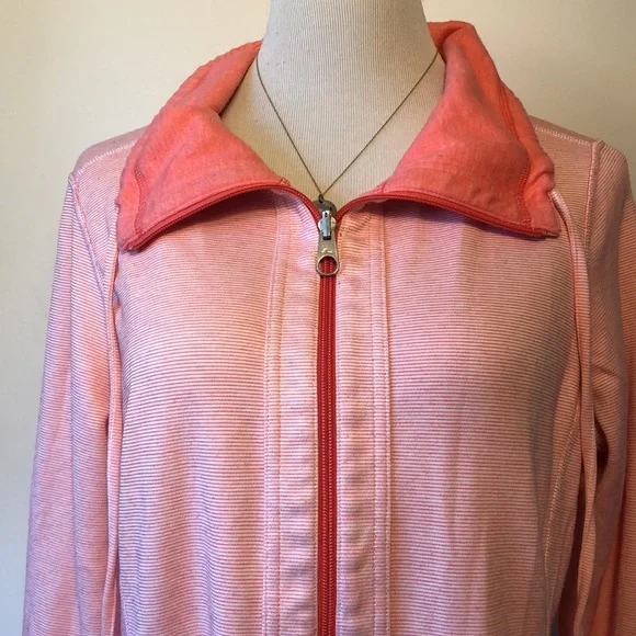 TOMMY BAHAMA Coral Pink Reversible Funnel Neck Zip Sweatshirt Jacket Top XL - Picture 10 of 13